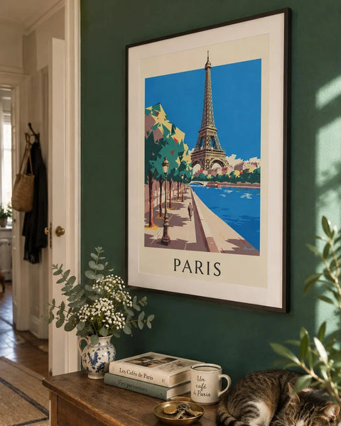 Affiches Paris : affiche de la collection encadrée dans un intérieur