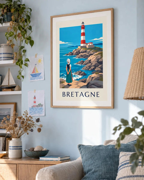 Affiches Bretagne : affiche de la collection encadrée dans un intérieur
