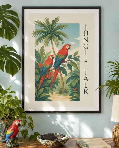 Affiches oiseaux : affiche de la collection encadrée dans un intérieur