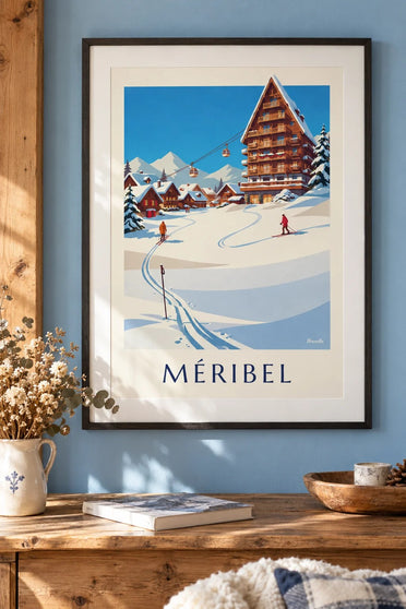 Méribel Mottaret in the sunshine poster : framed on the wall