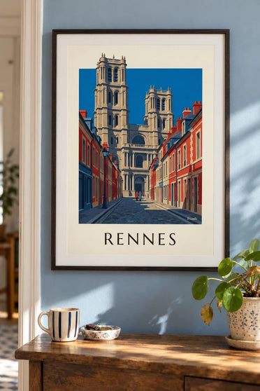 Rennes Saint-Pierre Cathedral and its towers poster : framed on the wall