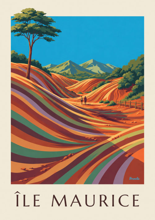 Mauritius Chamarel Seven Coloured Earths Poster (MAURITIUS title) : the full poster
