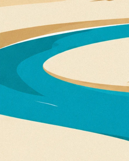 A pale sandbank surrounded by a turquoise channel beneath the dune's golden crest