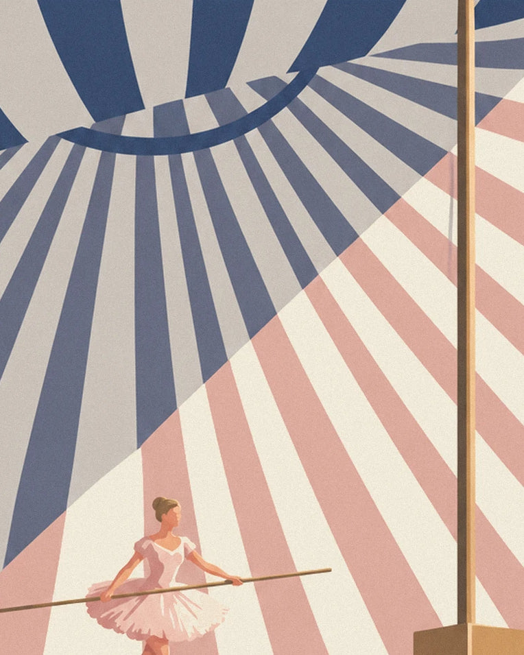 Big top tightrope acrobat poster: close-up detail