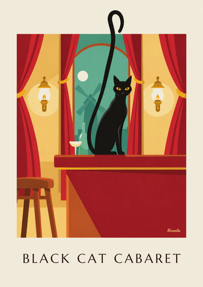 Affiche cabaret Le Chat Noir et son chat noir à Montmartre : l'affiche entière