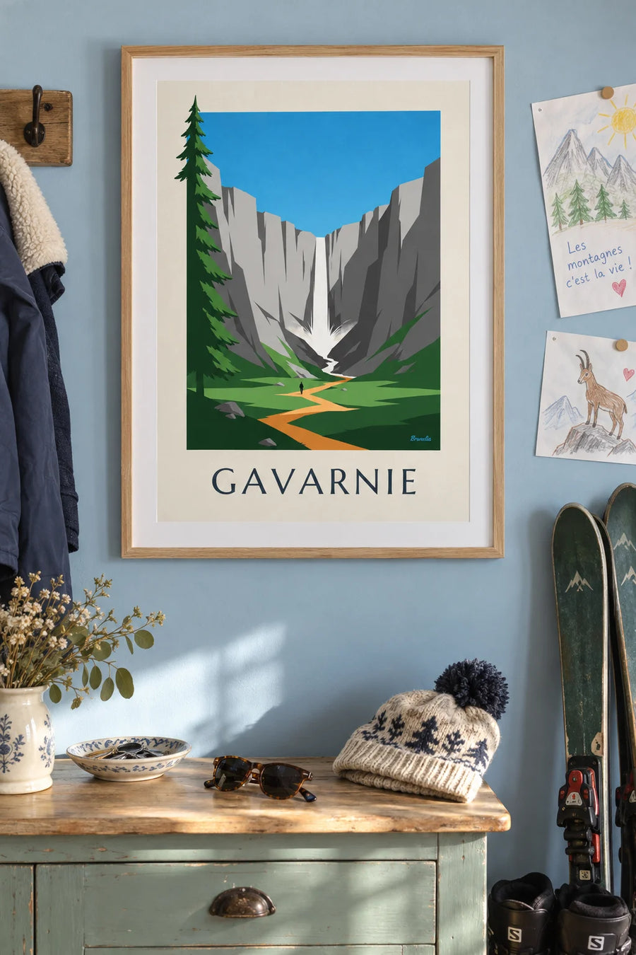 Affiche cirque de Gavarnie et sa grande cascade : encadrée au mur