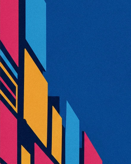 Les grandes enseignes roses, orange et bleu ciel de Broadway, sur fond de nuit bleue
