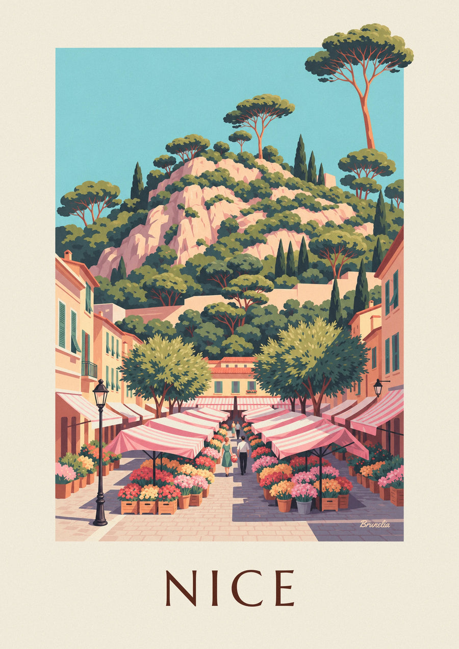Affiche marché aux fleurs du cours Saleya à Nice