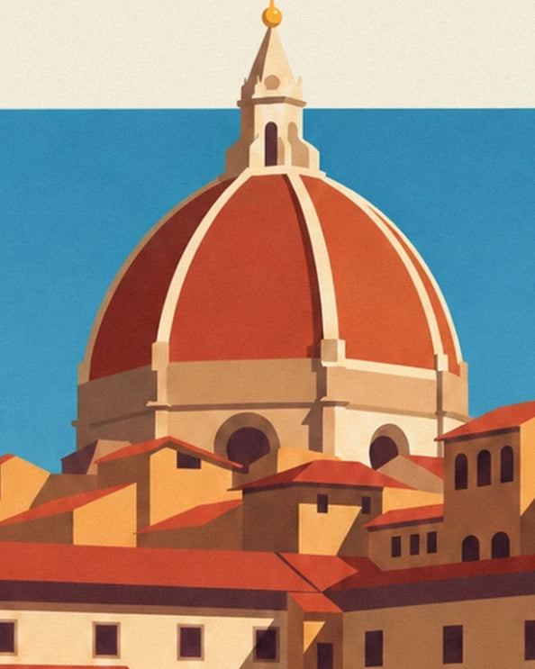 The red dome of the Duomo in Florence above the ochre roofs