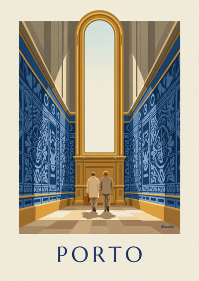 Poster of the azulejos at São Bento station in Porto: the full poster