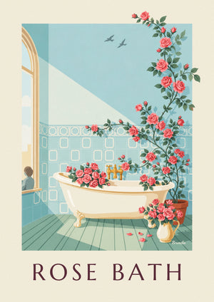 Clawfoot bathtub and rose bouquets