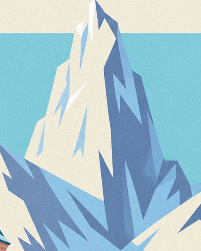 The cream and blue faces of Aiguille du Midi against the turquoise sky