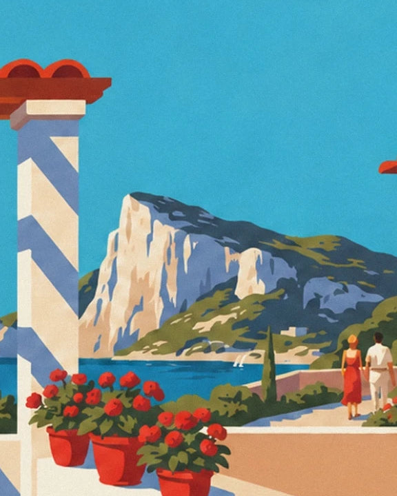 Les pots de fleurs rouges face au Bec de l’Aigle et à la mer turquoise de La Ciotat