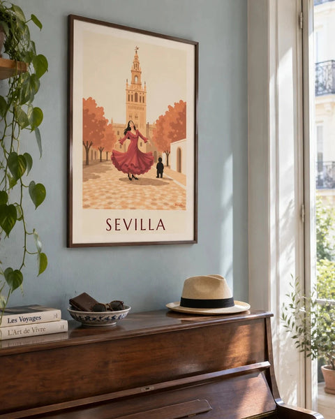 Spain posters: collection poster framed in an interior