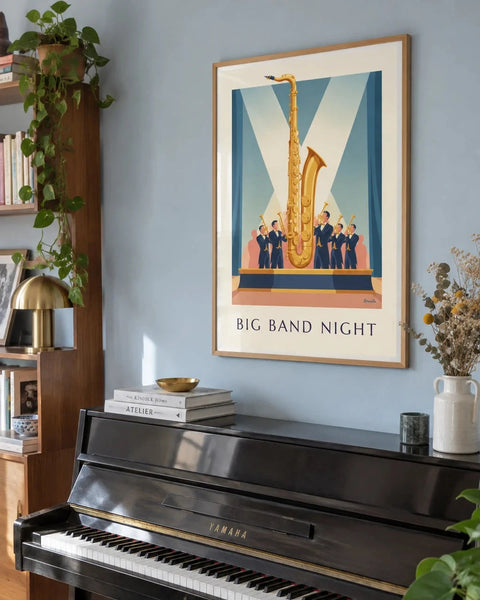 Affiches jazz : affiche de la collection encadrée dans un intérieur