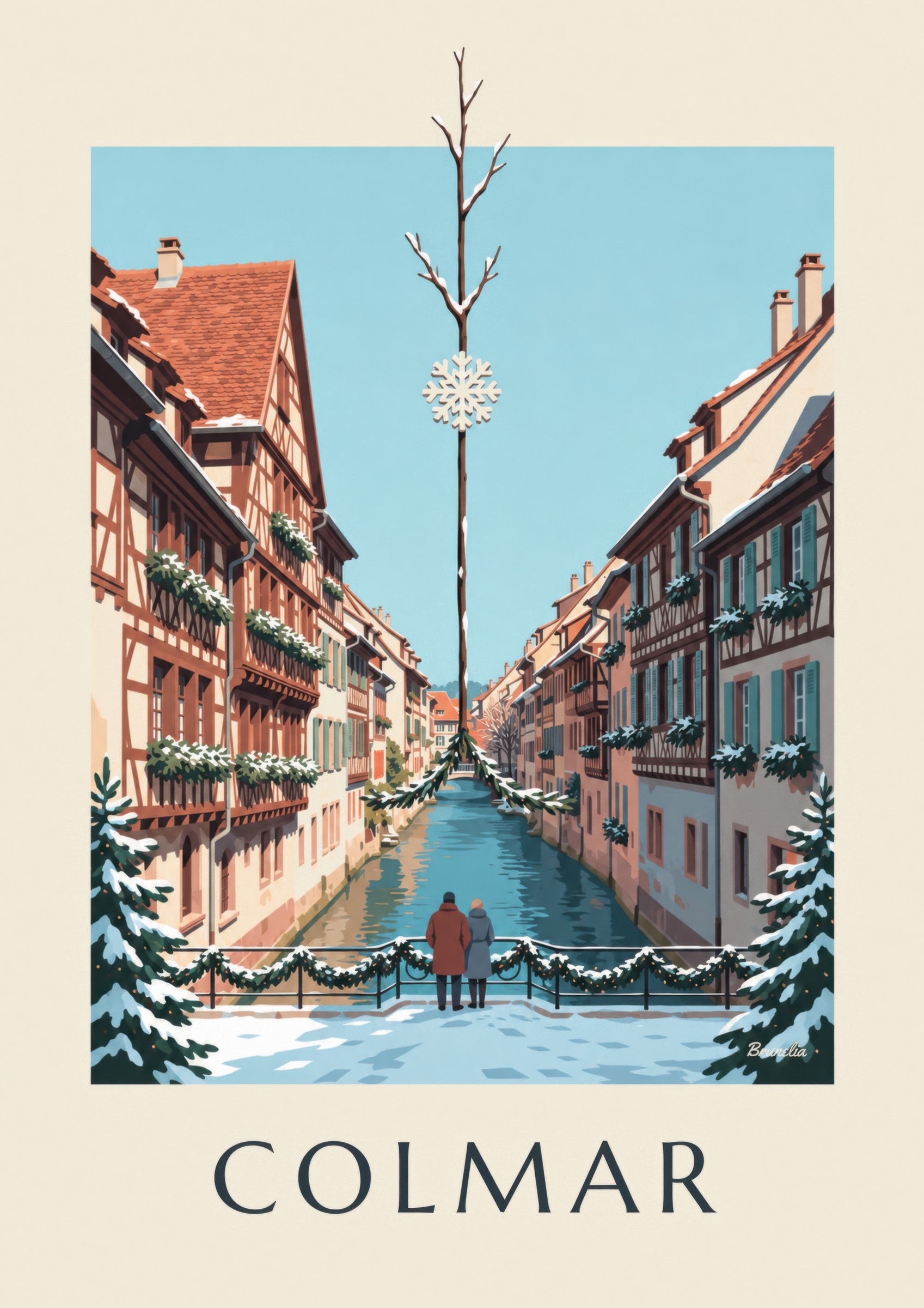 Little Venice in Colmar at Christmas print: close-up detail