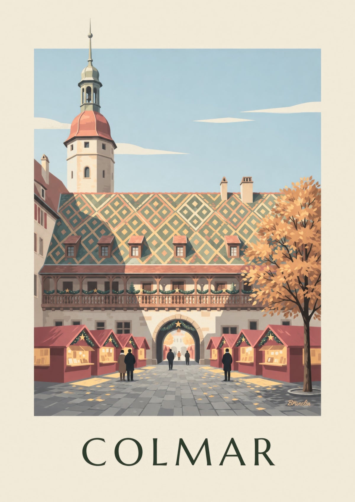 Colmar Christmas market at the Koïfhus print