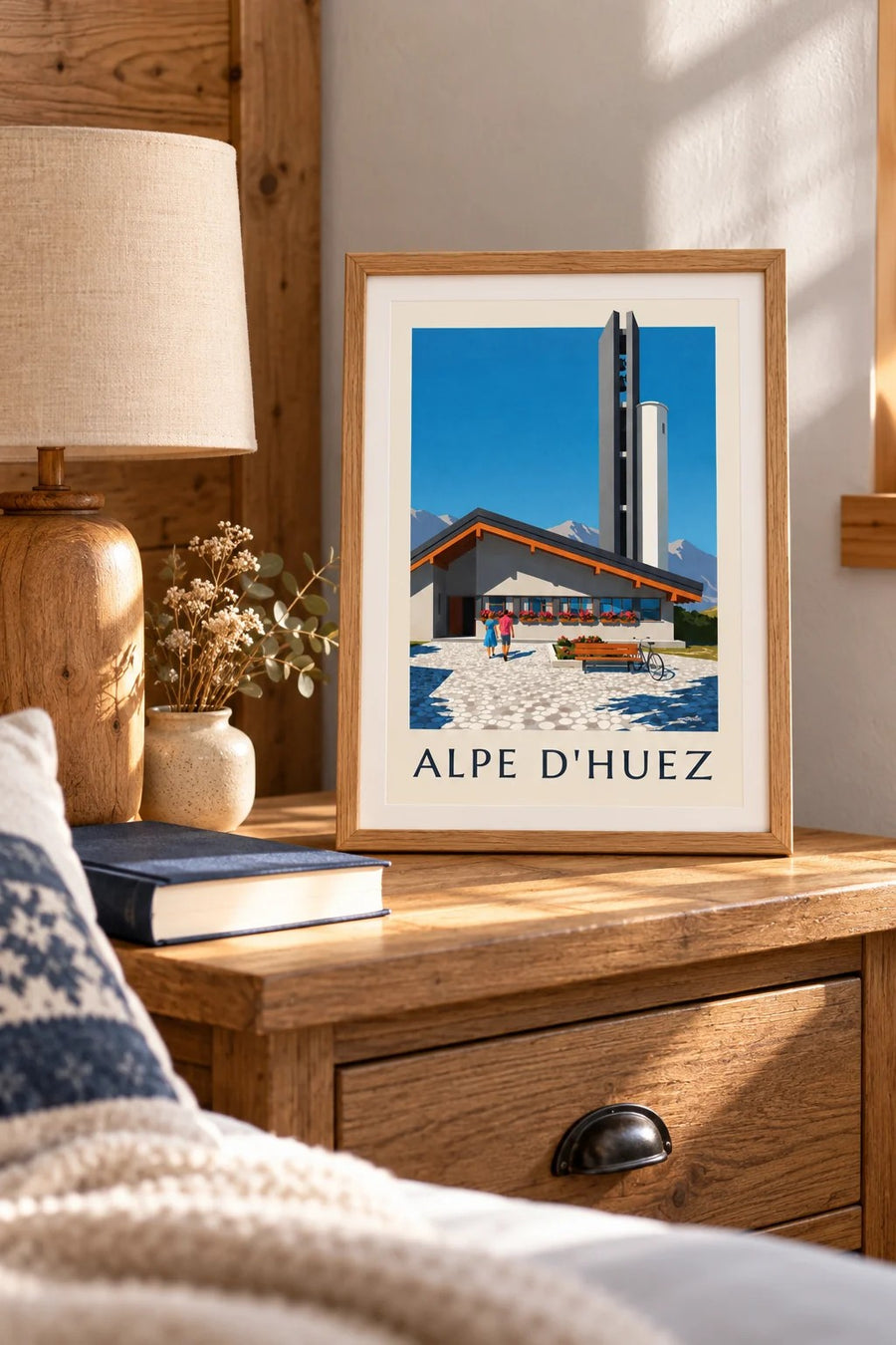 Notre-Dame-des-Neiges church in Alpe d'Huez print : small A4 size, framed
