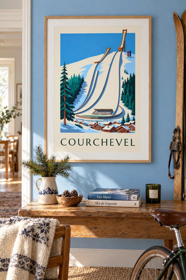 Courchevel, Le Praz ski jumps in the snow print : framed on the wall