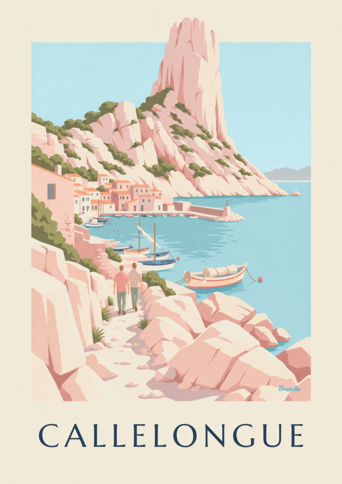 Callelongue, small calanques harbour print