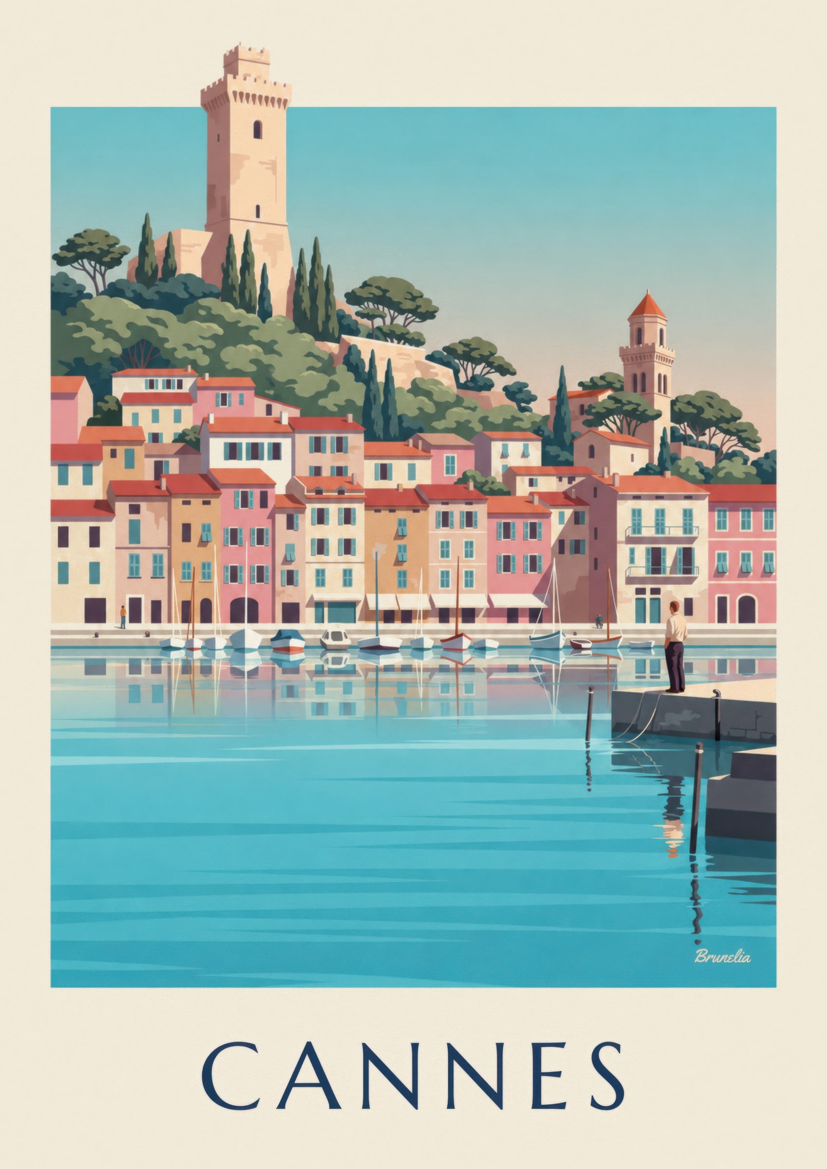 Affiche Vieux-Port de Cannes et Le Suquet: close-up detail