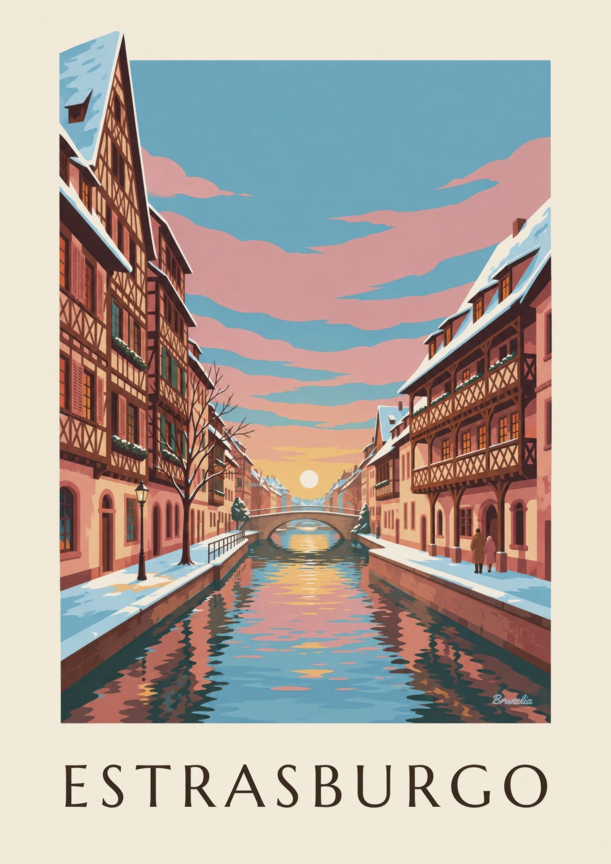 La Petite France in Strasbourg Winter Poster (ESTRASBURGO title)