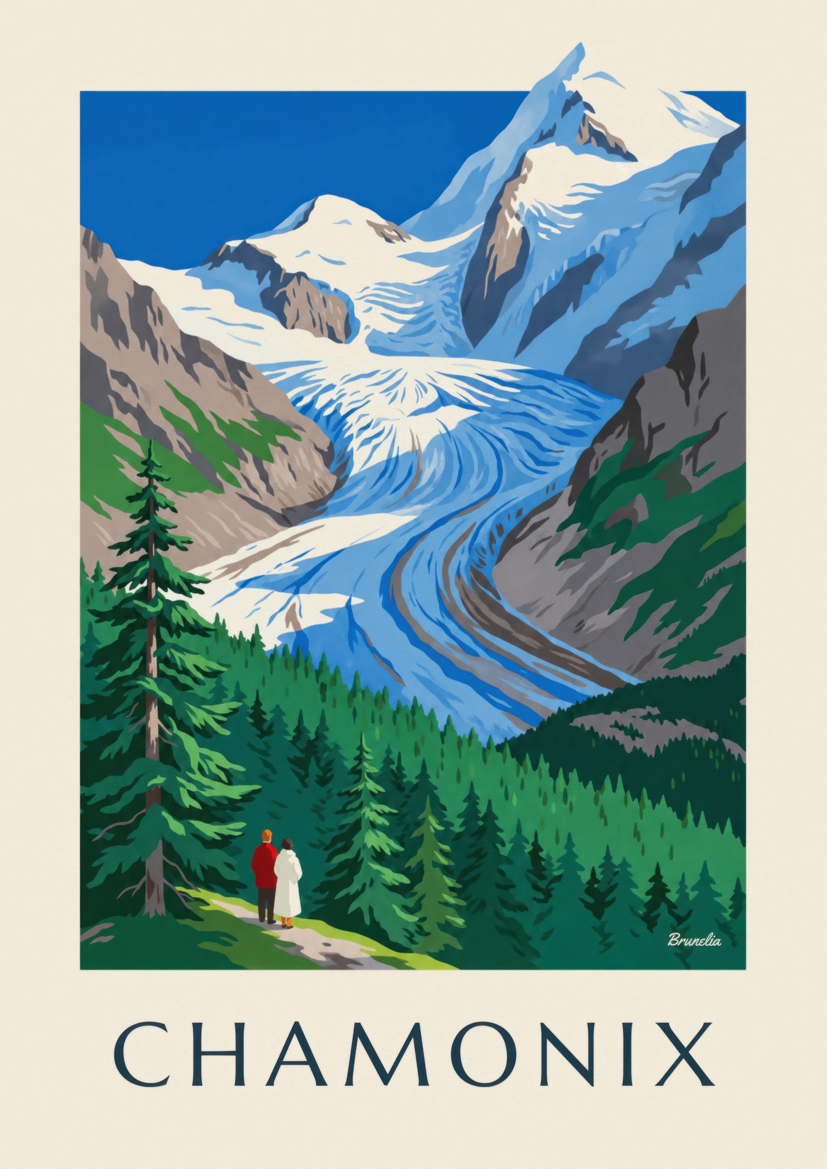 Chamonix, Bossons Glacier and Mont Blanc Poster: close-up detail
