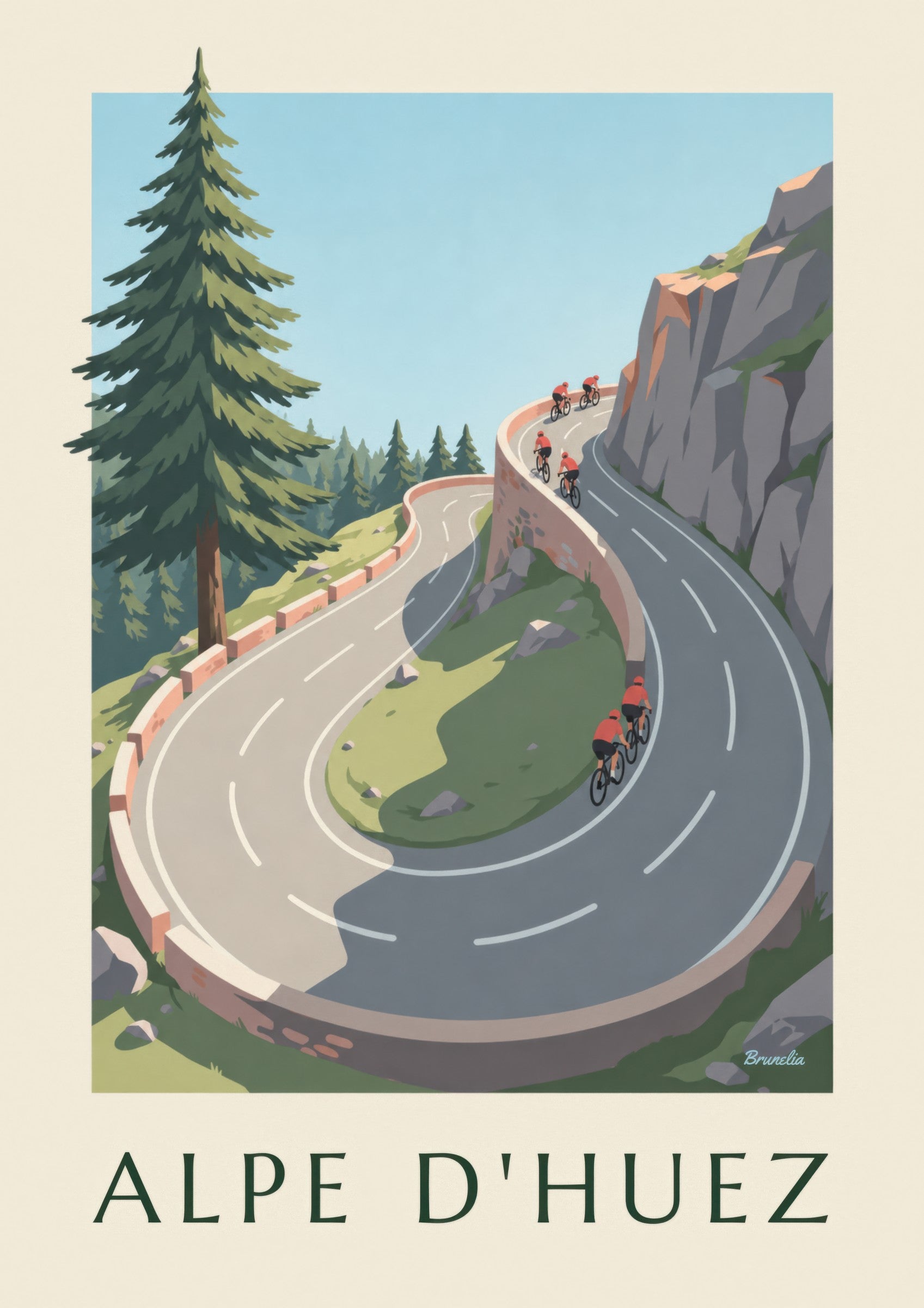 Alpe d'Huez Mountain Cyclists Poster: close-up detail