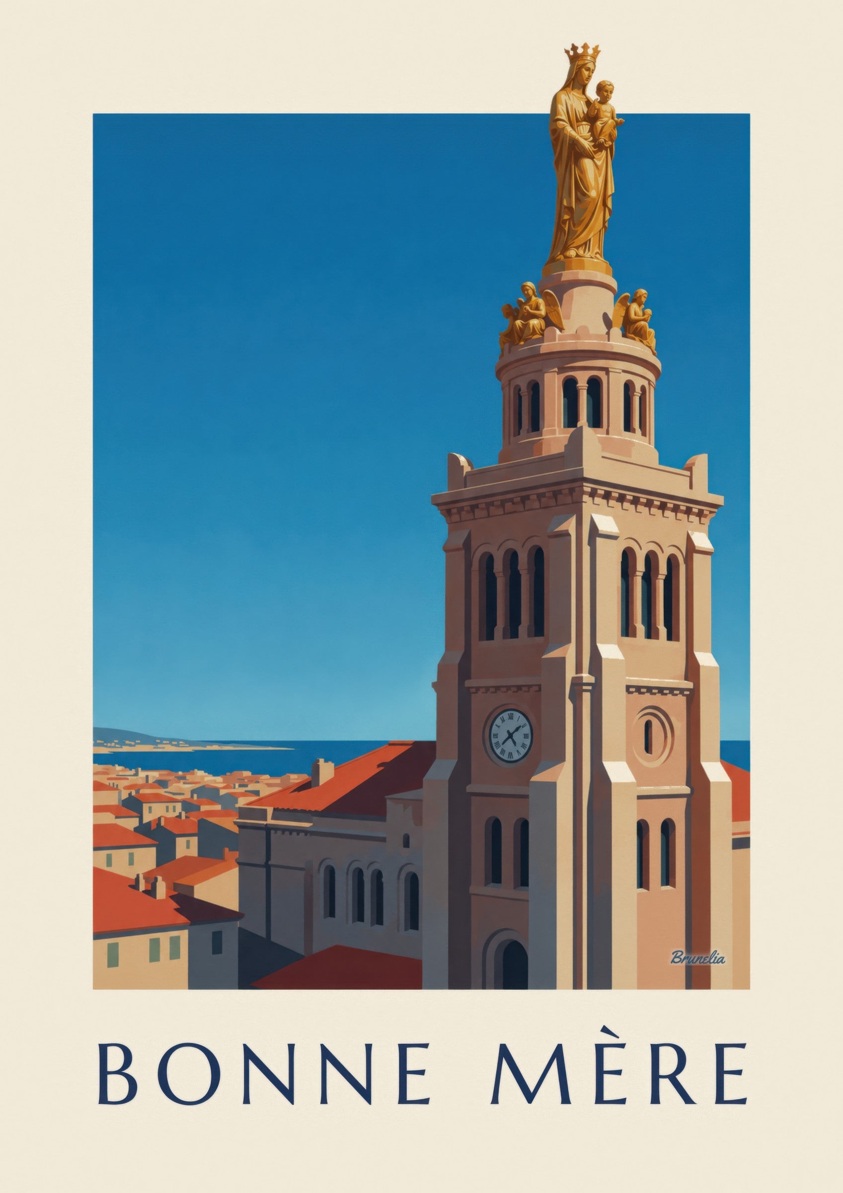 Affiche Bonne Mère dorée à Marseille: close-up detail