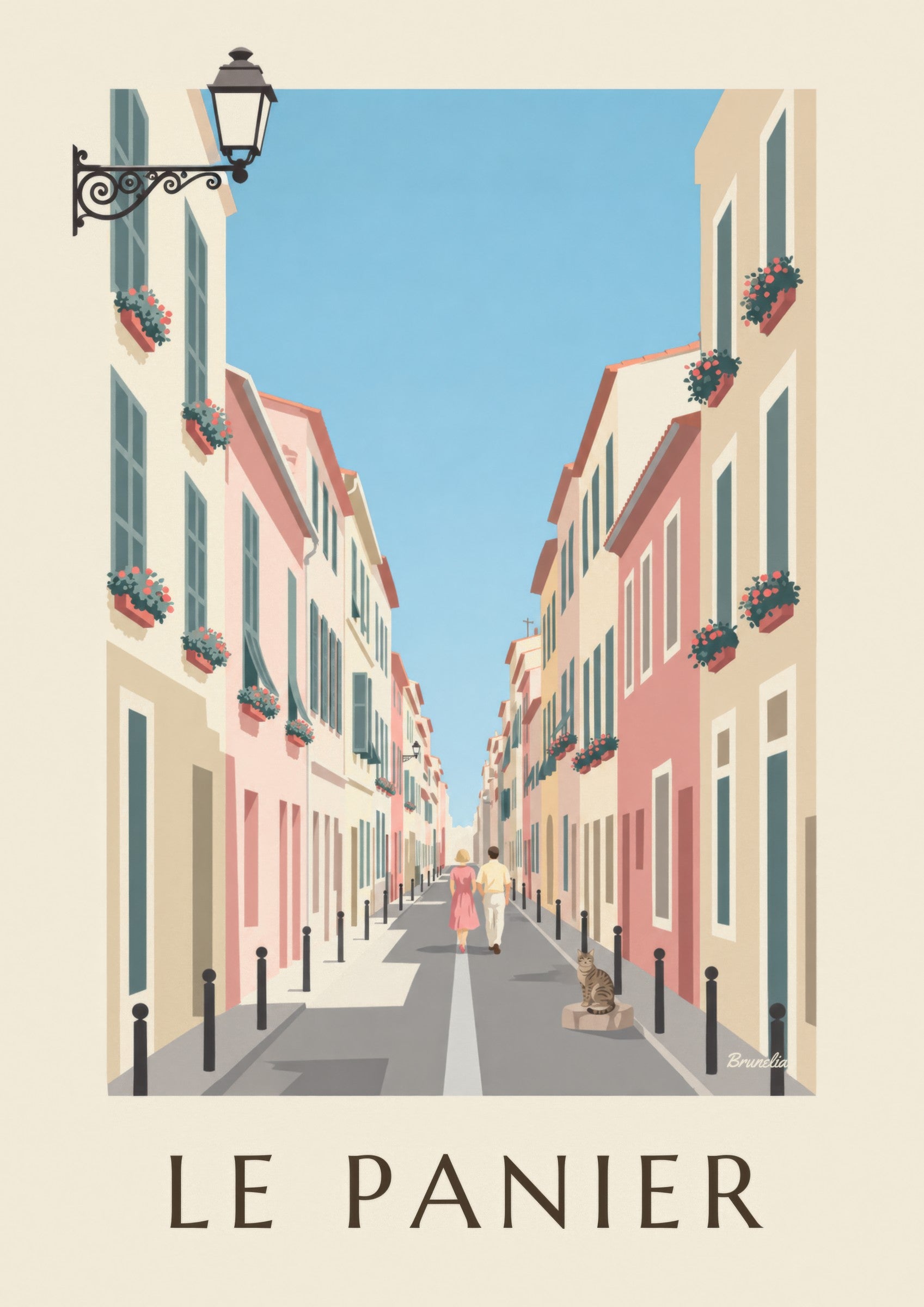 Affiche rue du Petit-Puits au Panier à Marseille: close-up detail