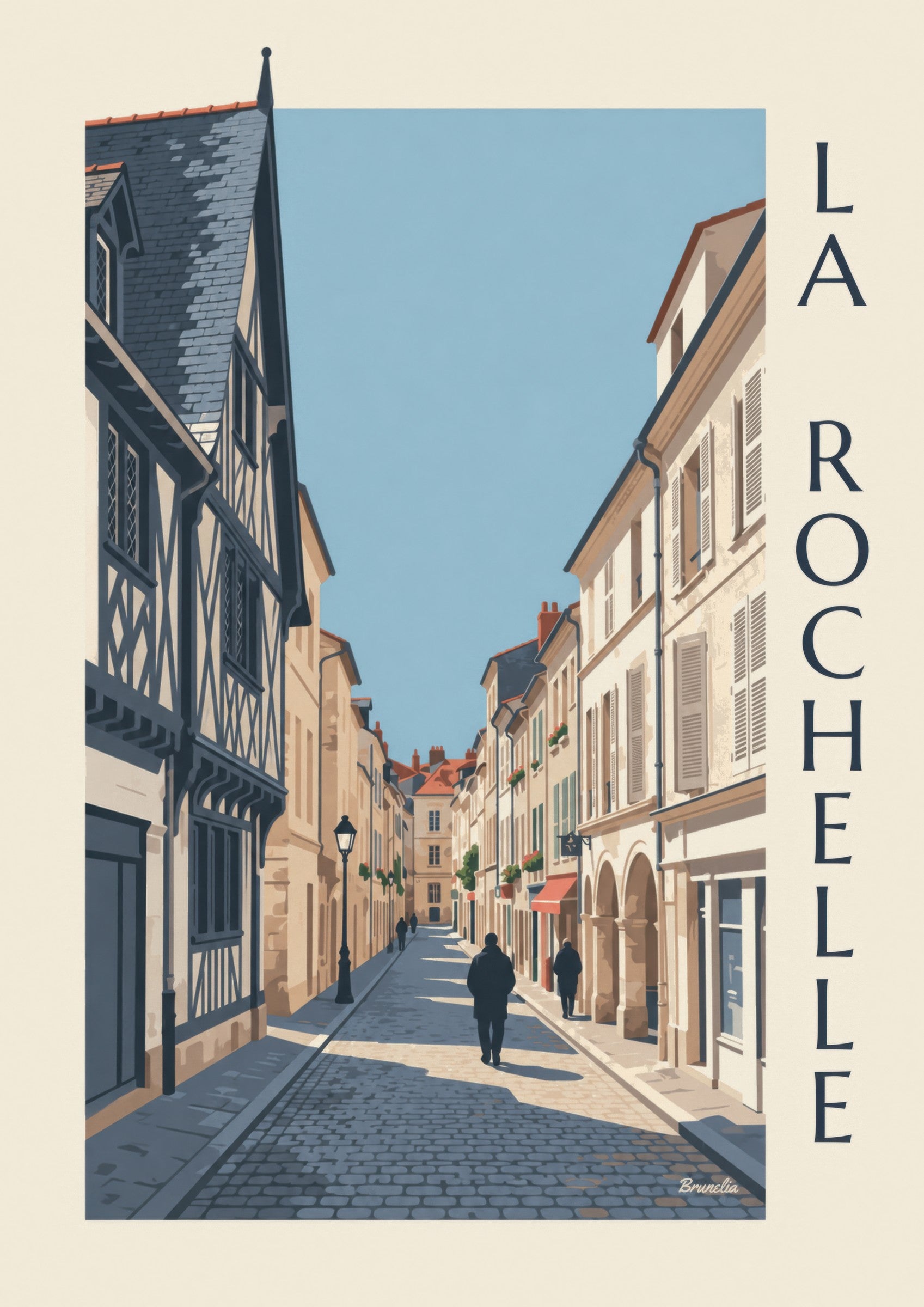 La Rochelle half-timbered house poster: close-up detail