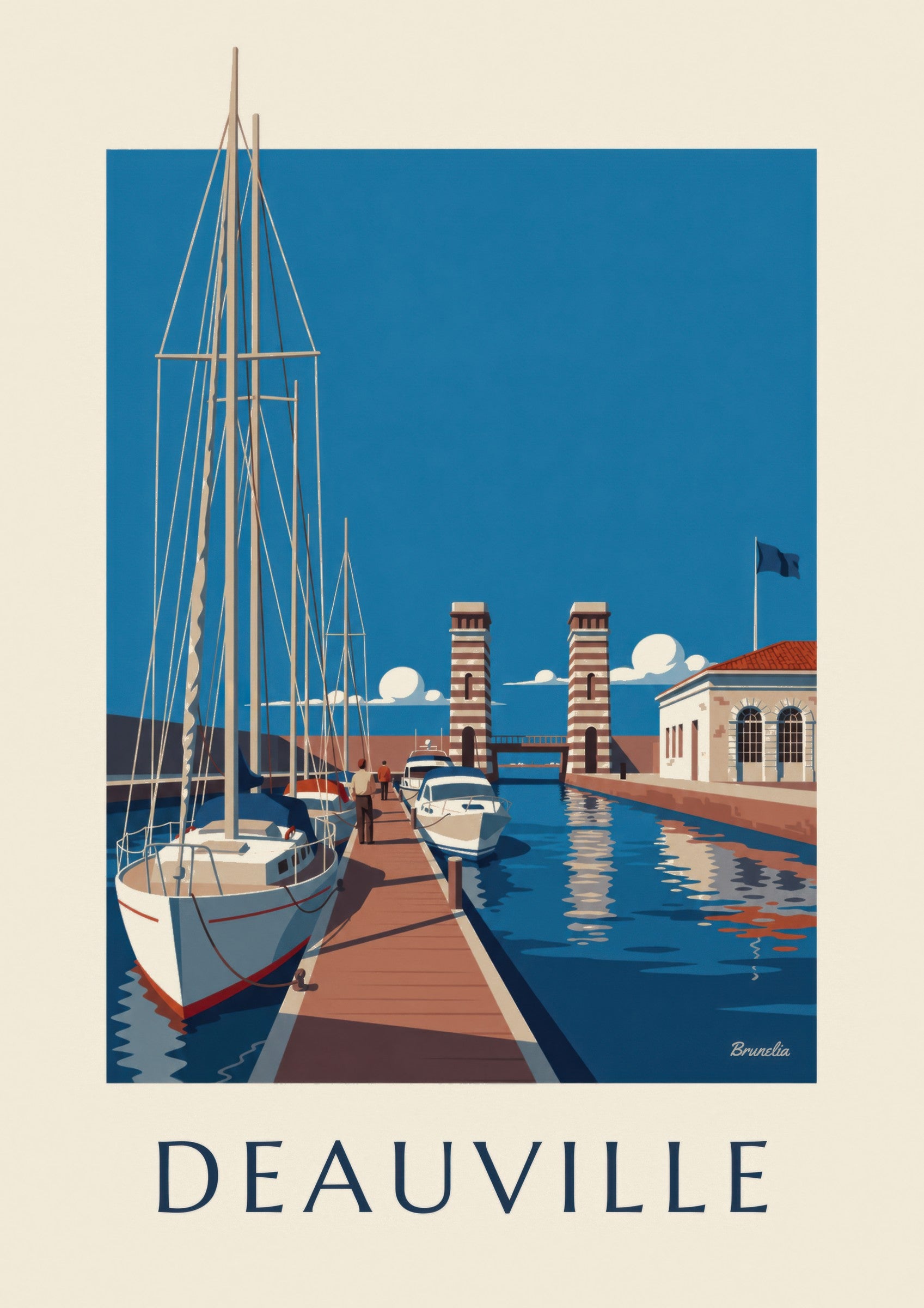 Affiche Port-Deauville marina et voiliers: close-up detail
