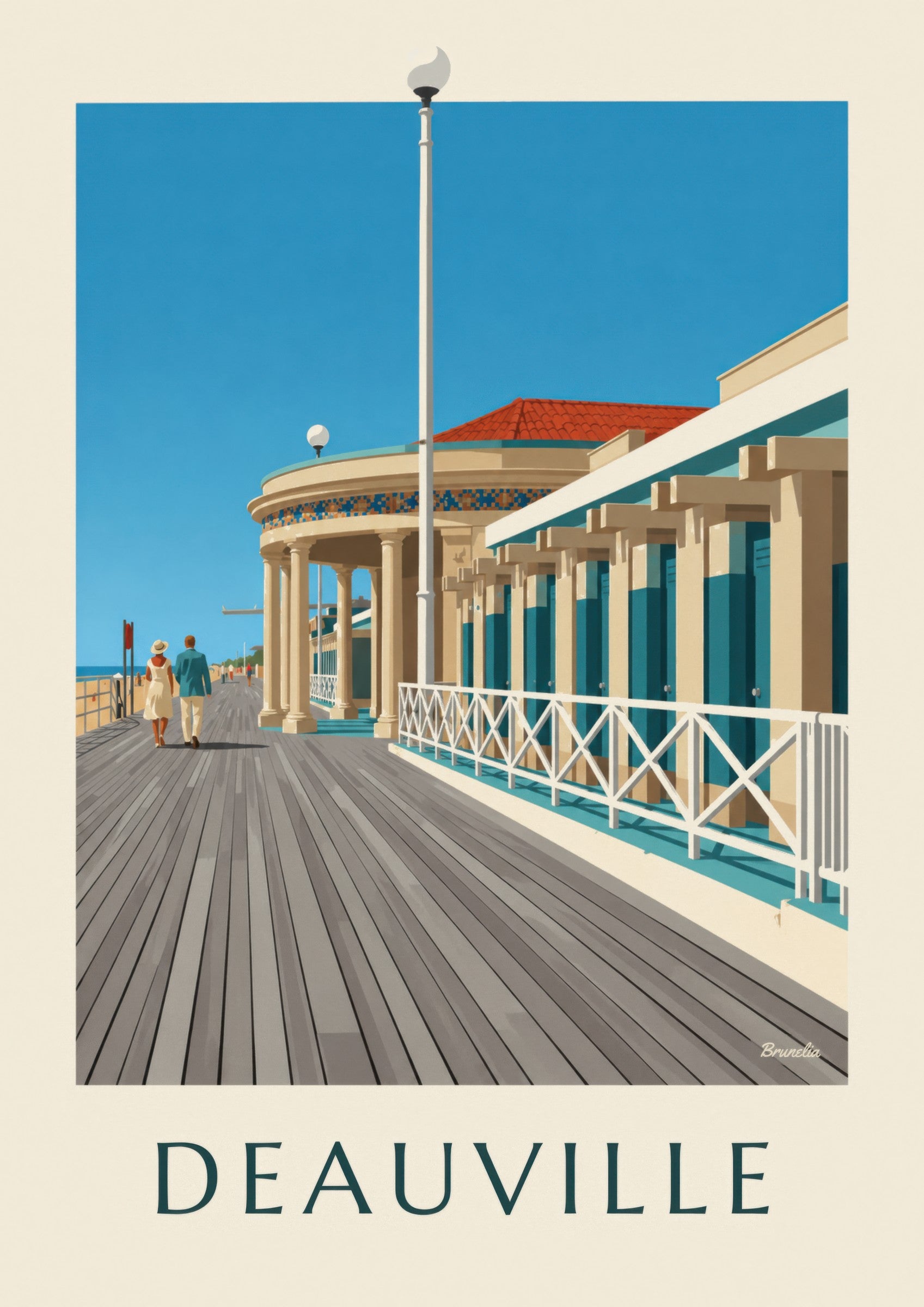 Affiche Deauville les Planches et les Bains pompéiens: close-up detail