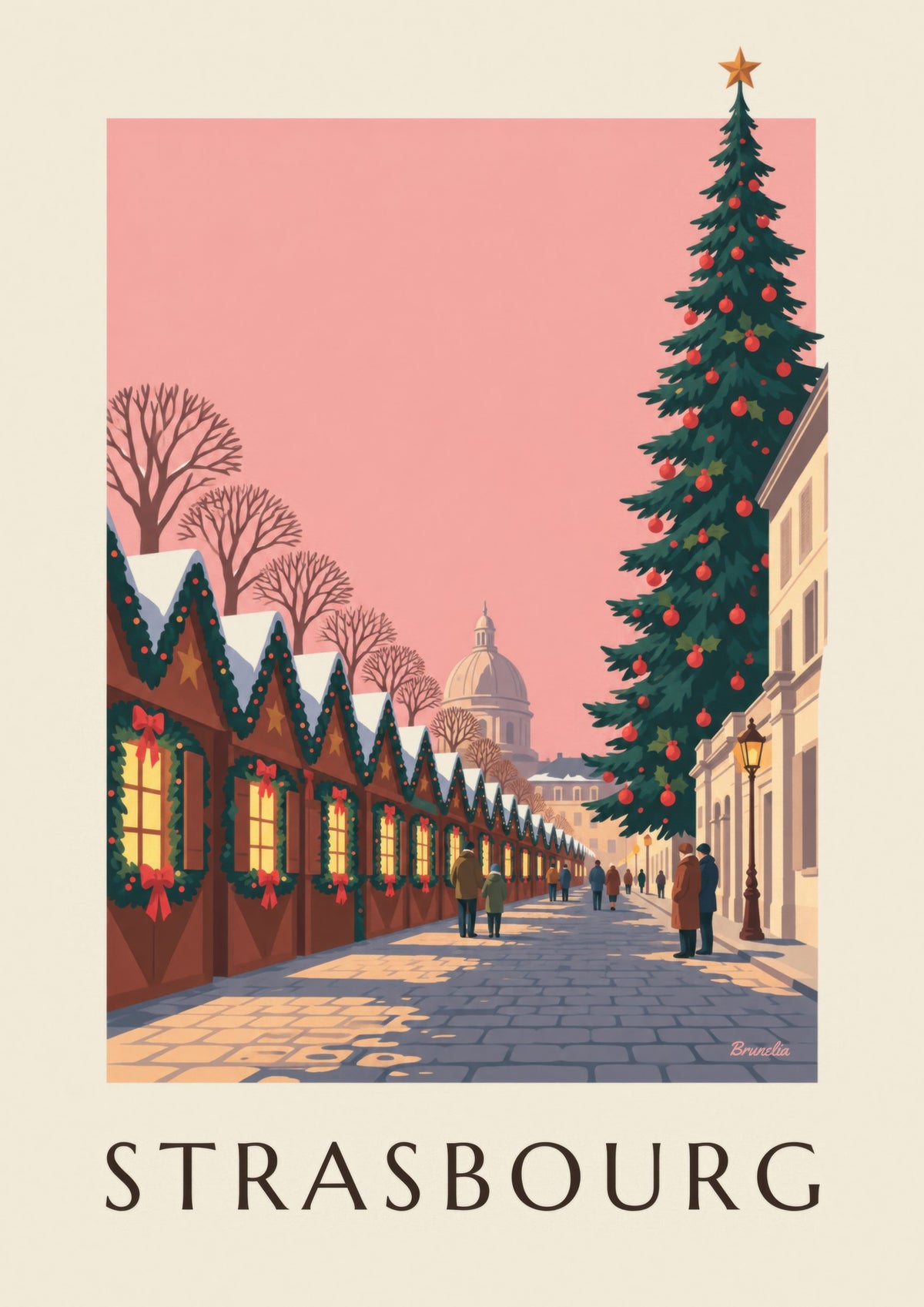 Strasbourg Christmas Market Poster, Place Broglie