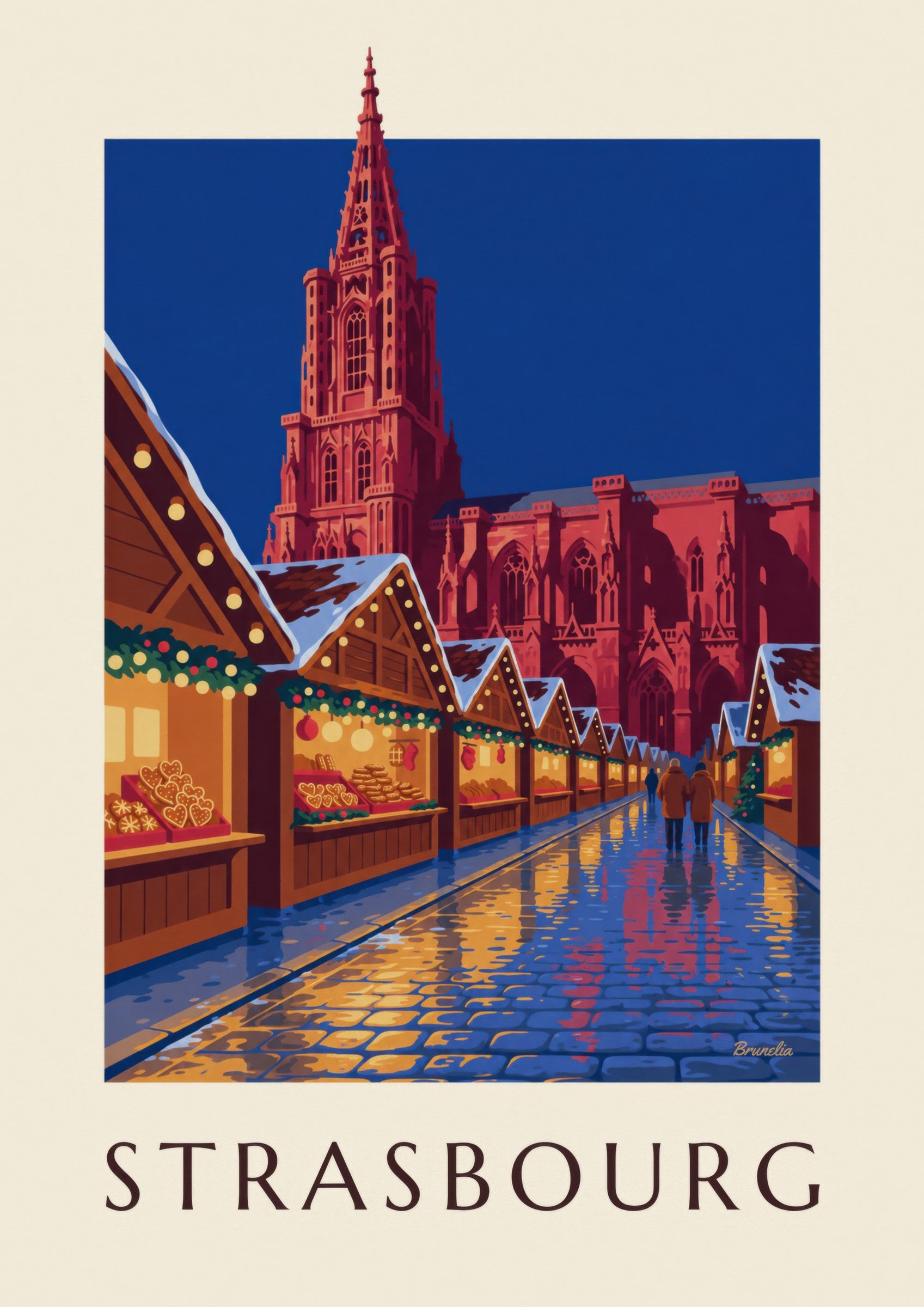 Strasbourg Christmas Market at Night Poster: close-up detail