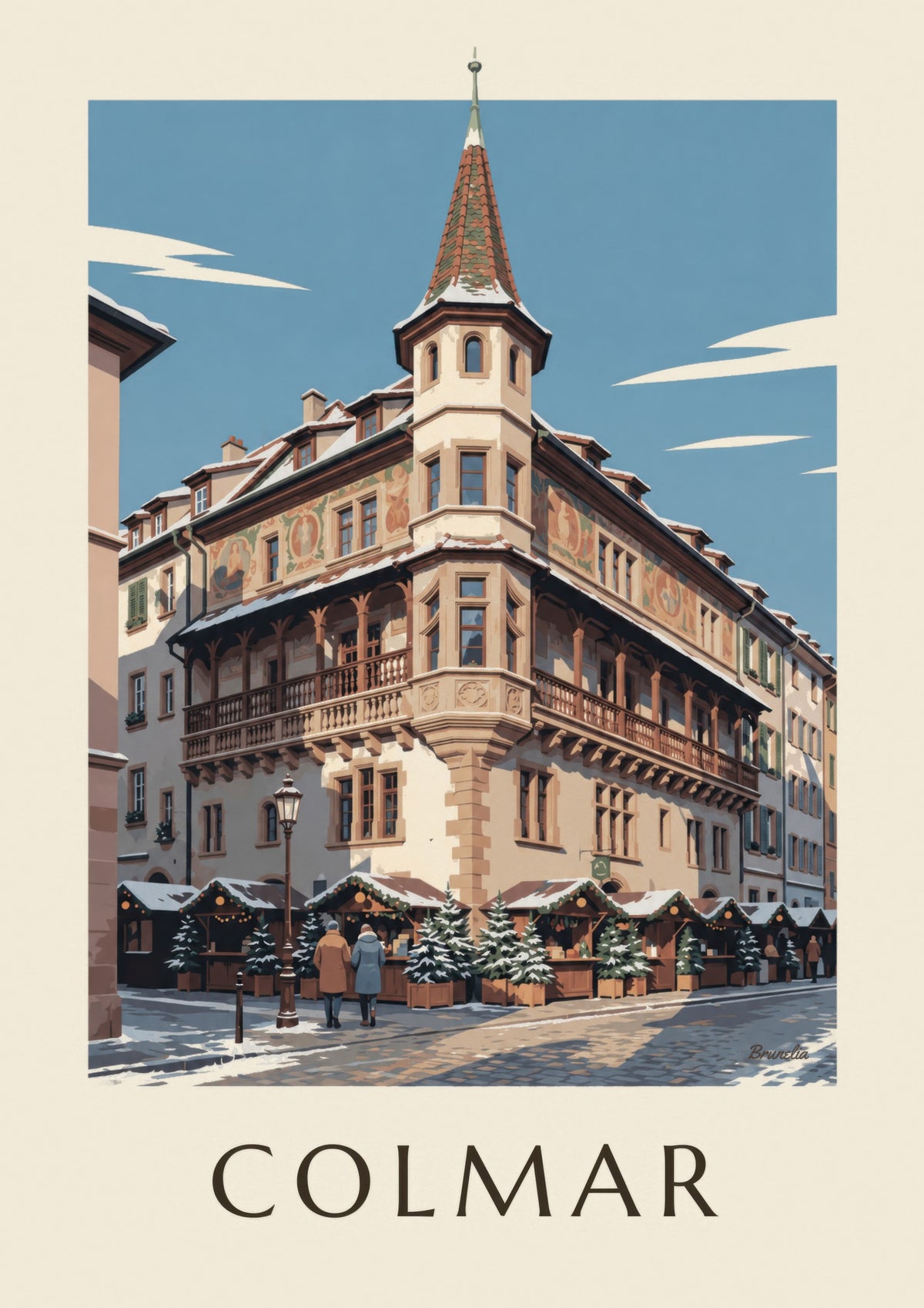 Maison Pfister in Colmar at Christmas Poster