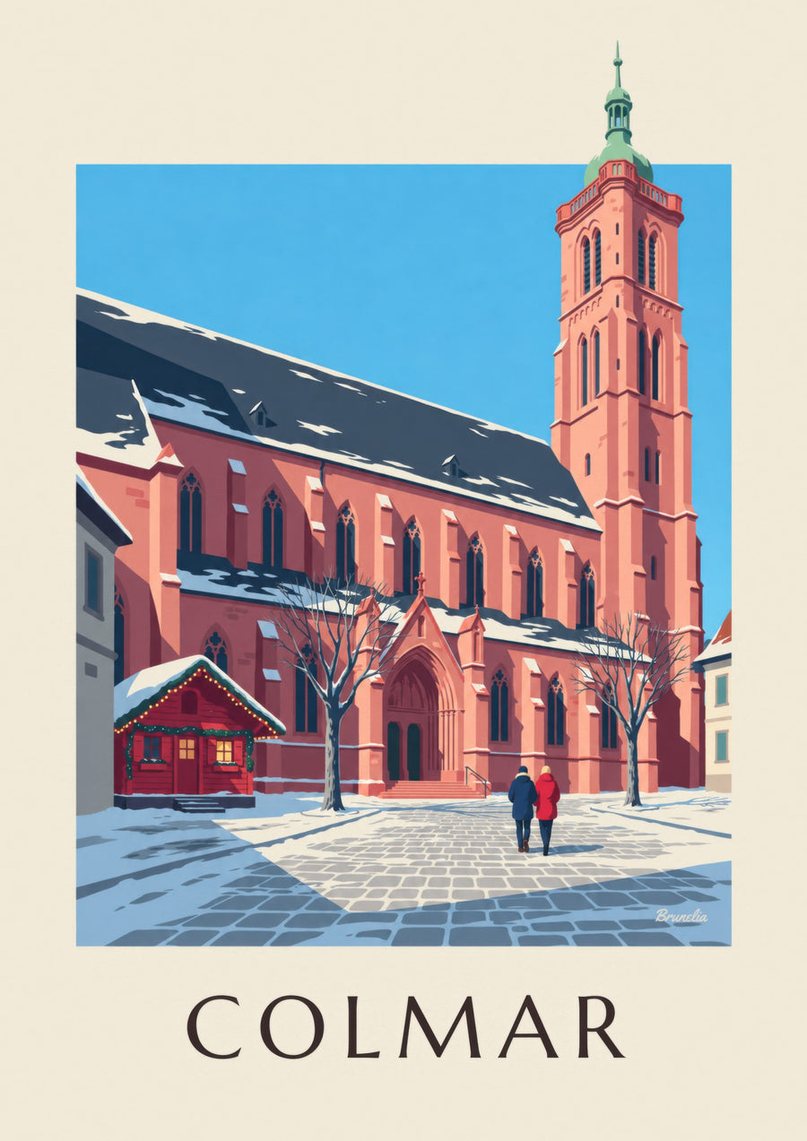 Saint Martin’s Collegiate Church in Colmar in Winter Poster
