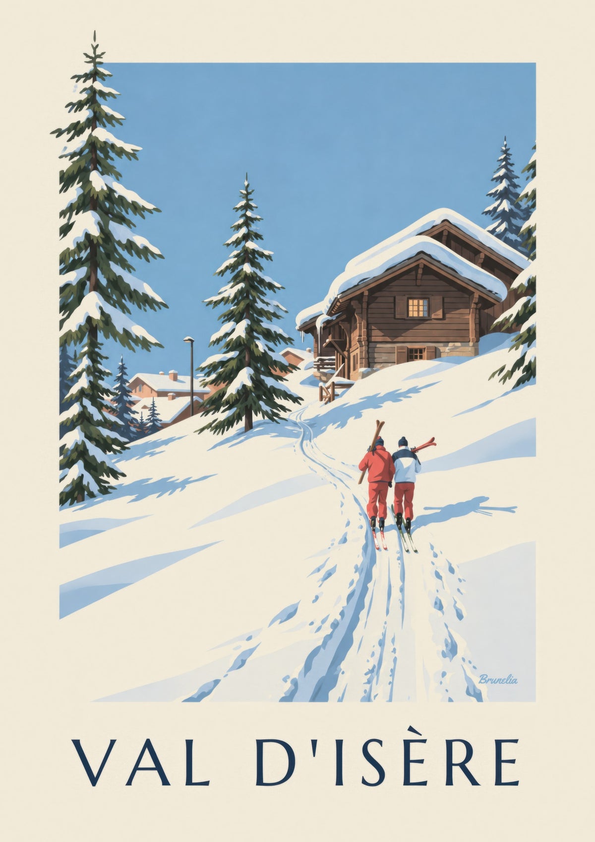 Val d'Isère Skiers in the Snow Poster