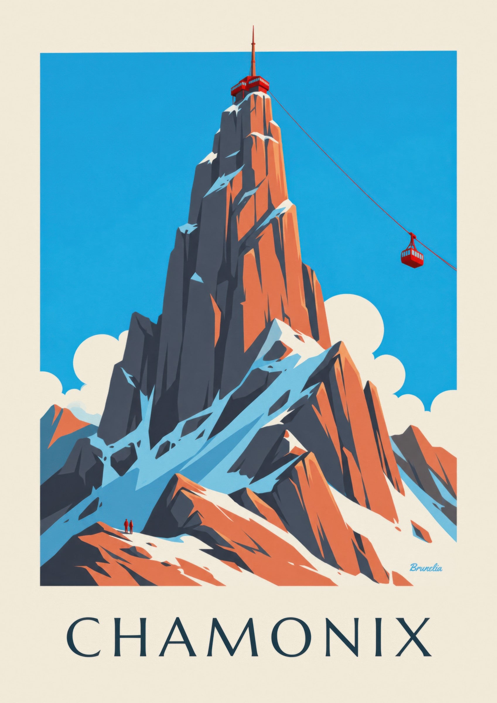Chamonix, Aiguille du Midi and Cable Car Poster: close-up detail