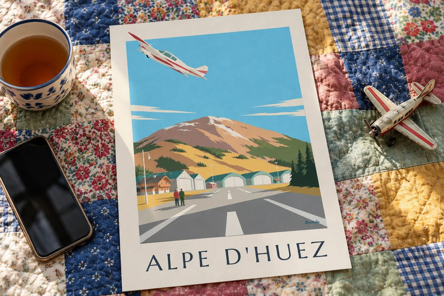 Alpe d'Huez Altiport Poster : standing on a table
