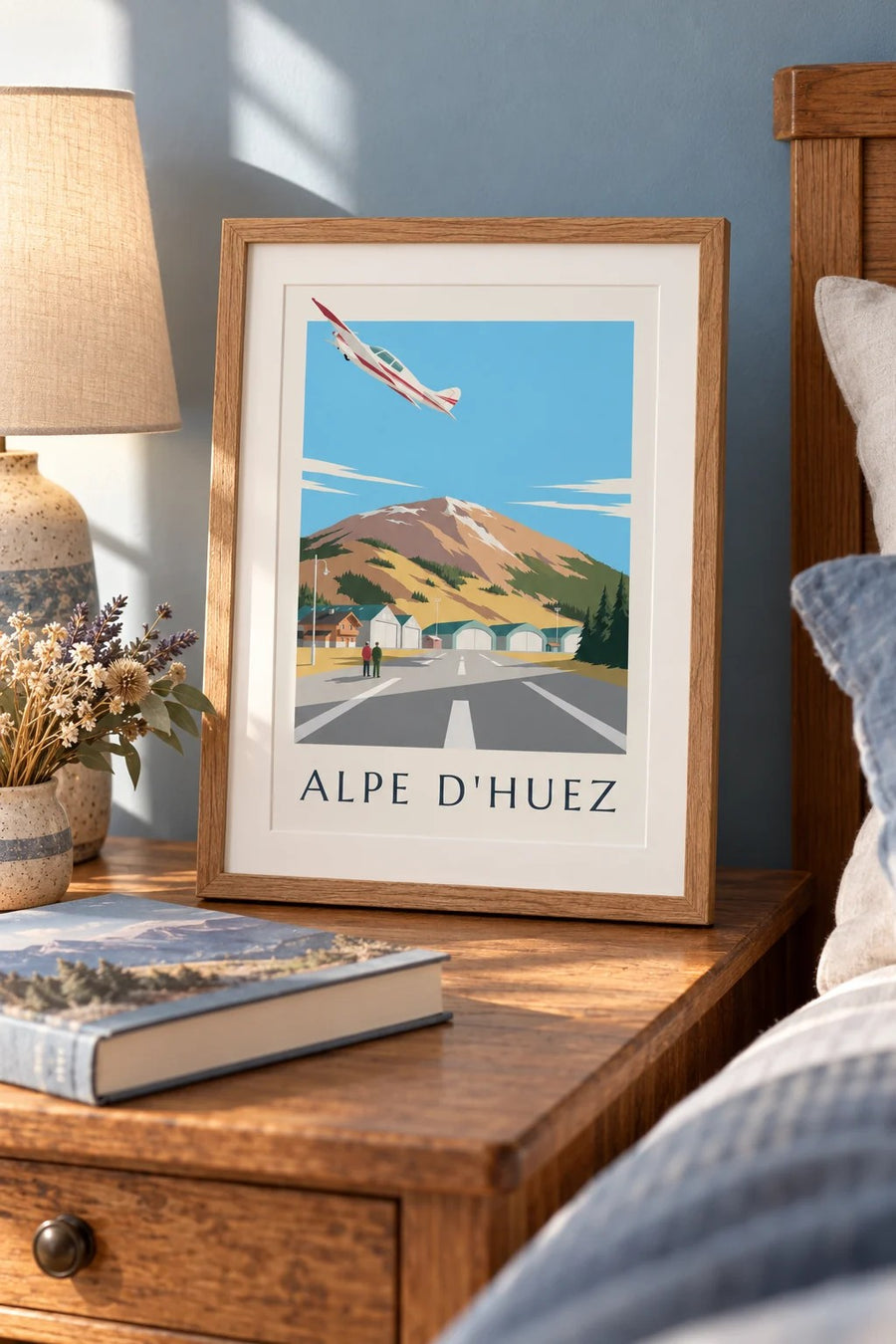 Alpe d'Huez Altiport Poster : small A4 size, framed