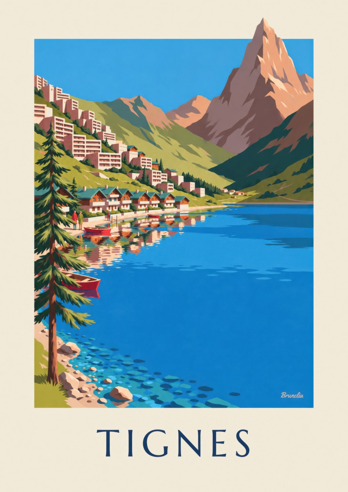 Tignes, the Lake and Tignes-Le Lac in Summer Poster