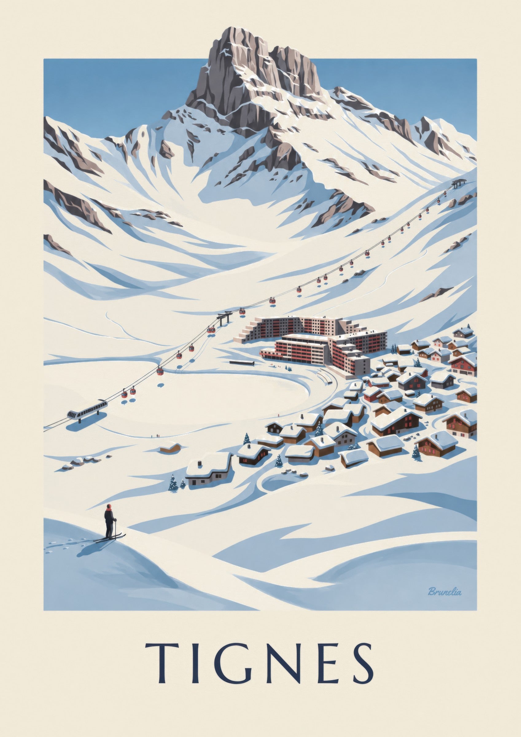 Tignes-Le Lac under the snow poster: close-up detail