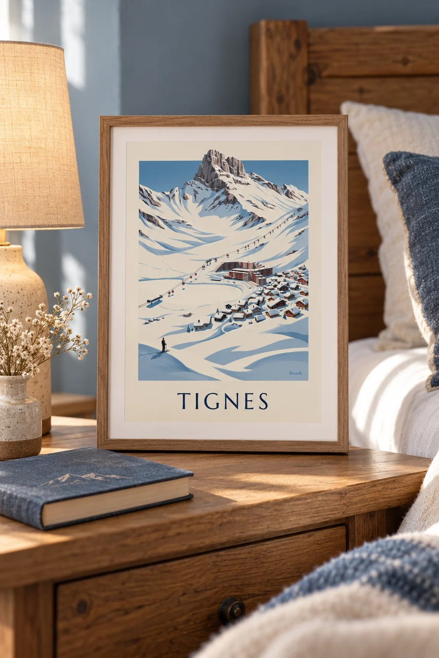Tignes-Le Lac under the snow poster : small A4 size, framed