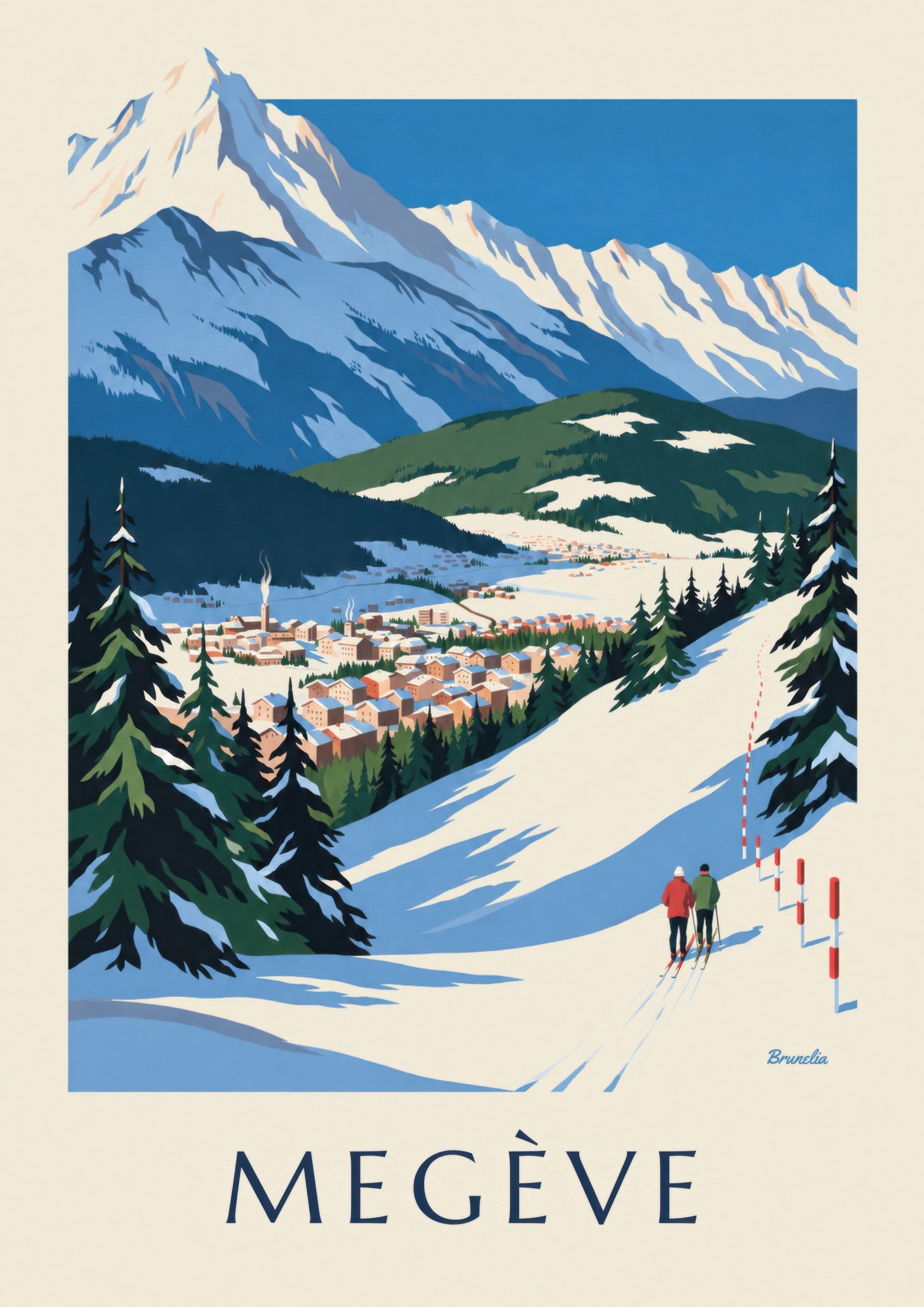 Megève, slopes facing Mont Blanc poster: close-up detail