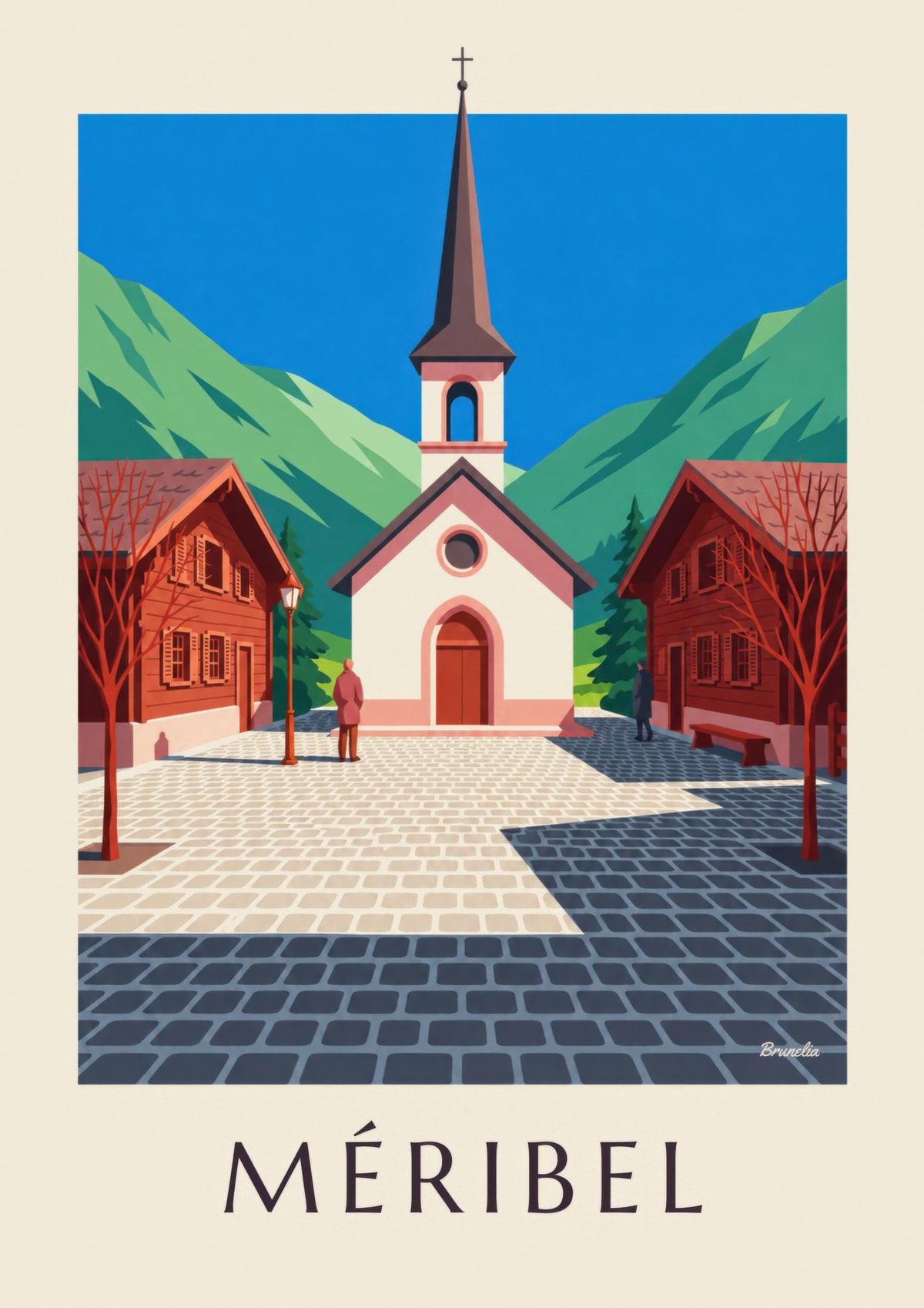 Méribel, pink chapel poster