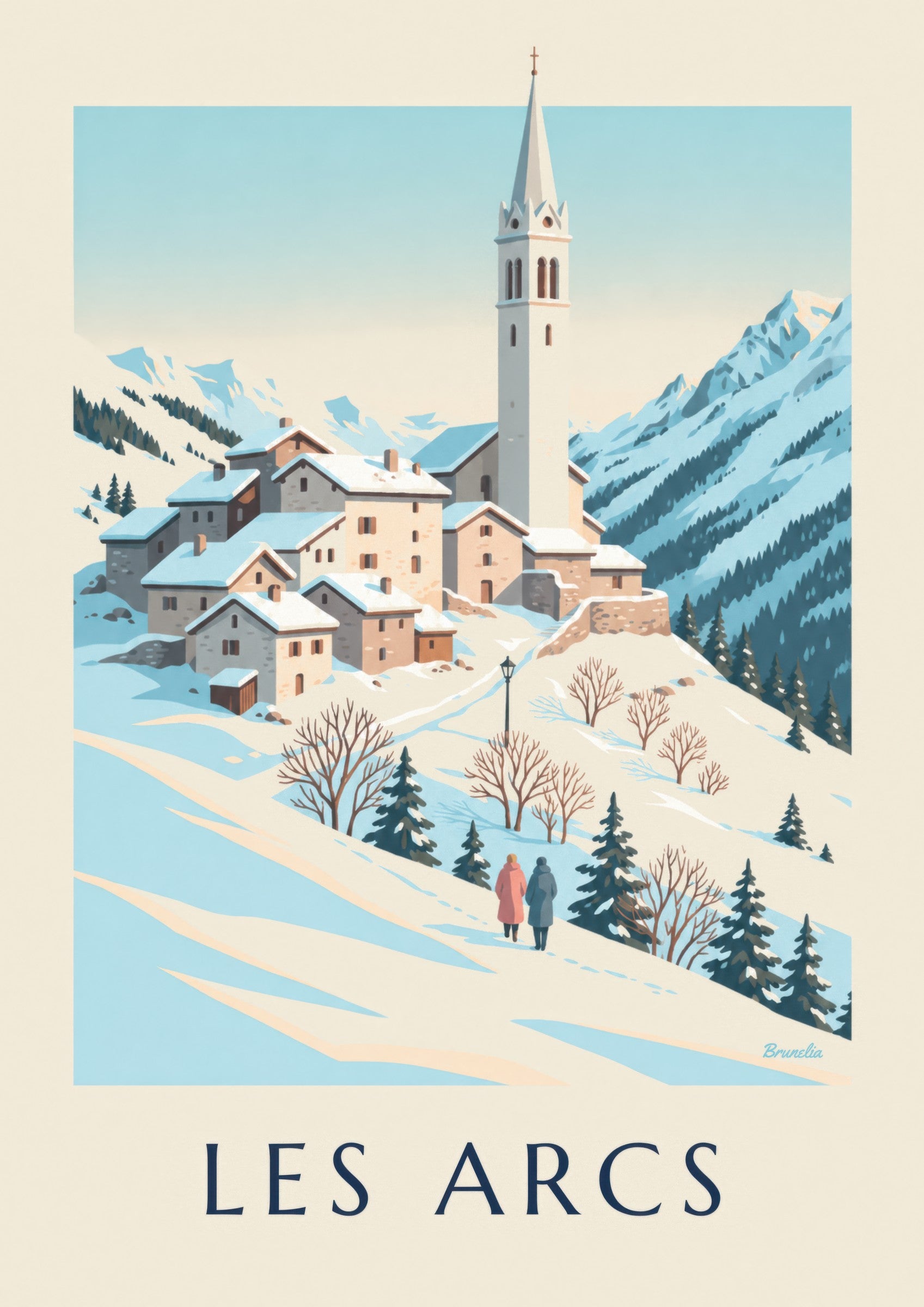Les Arcs poster, Villaroger beneath the snow: close-up detail