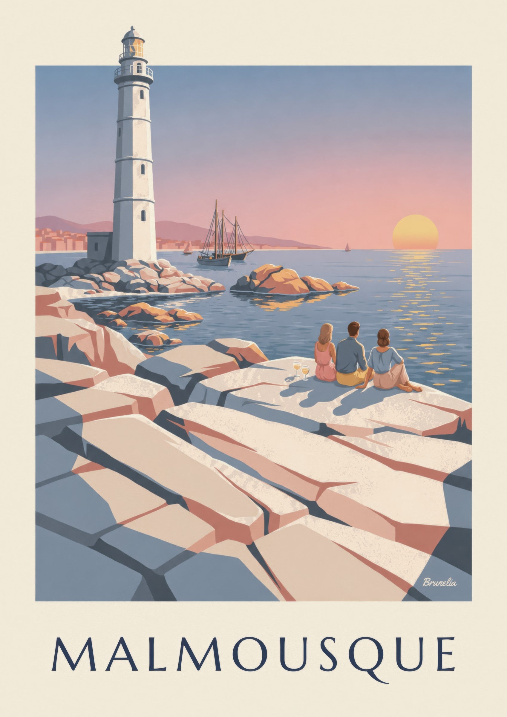 Malmousque sunset aperitif poster: close-up detail