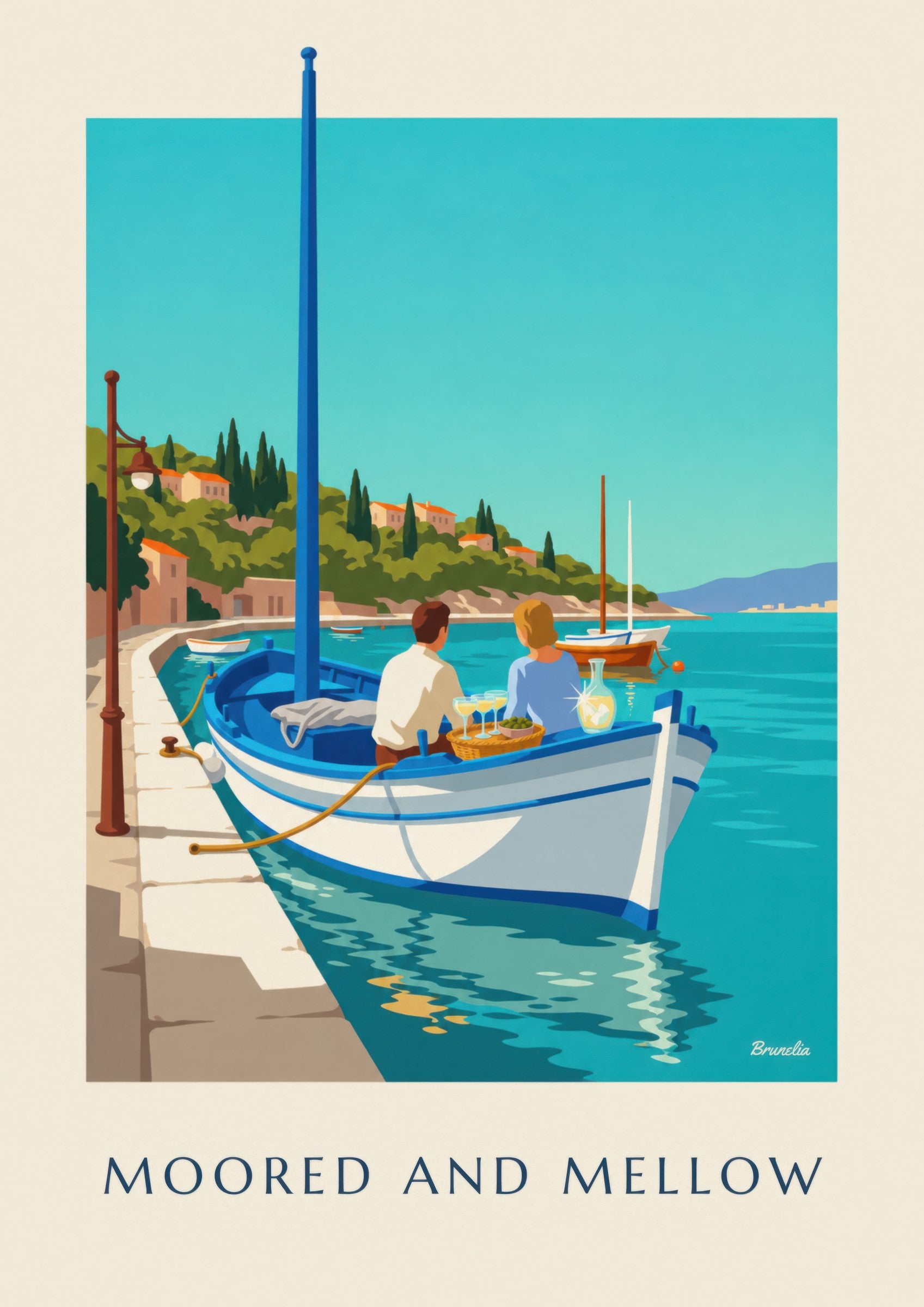 Aperitif aboard a pointu boat poster: close-up detail