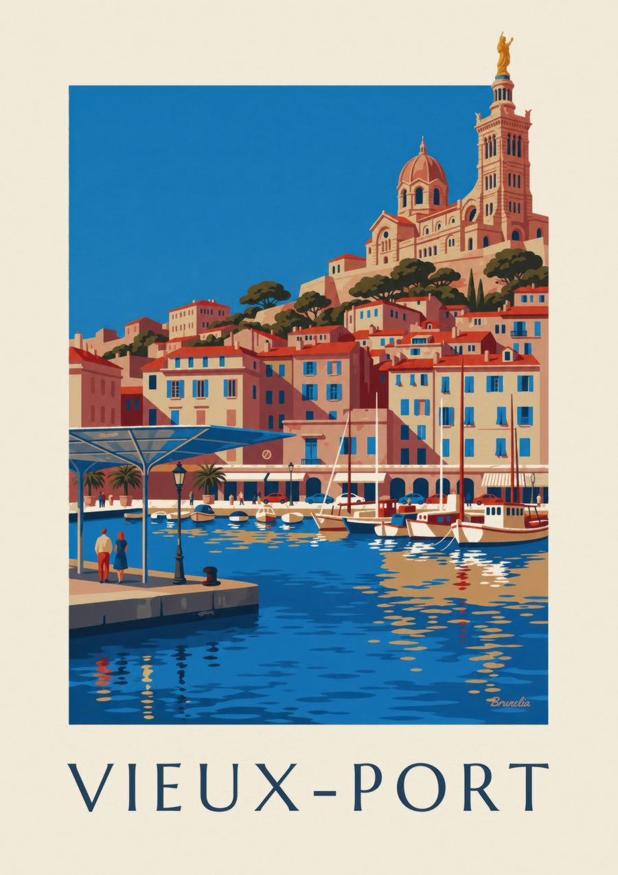 Marseille Old Port Mirrored Canopy Poster